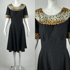 50s style faux leopard swing dress stop staring 🖤